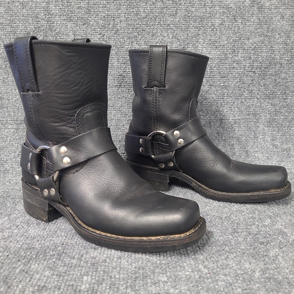 Frye Black Leather Women's Harness 8R Motorcycle Boots Size 6 - Picture 6 of 16